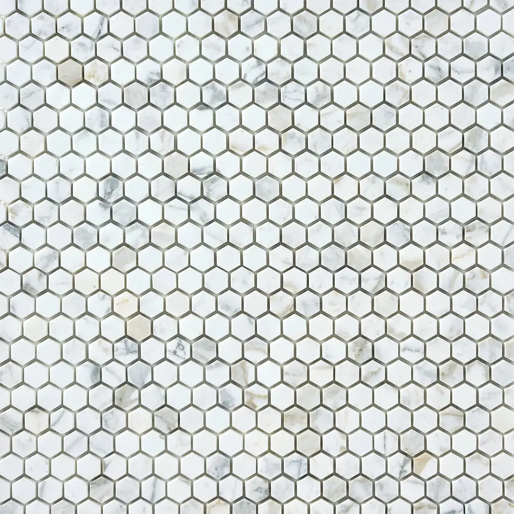 Calacatta Gold  Hexagon  12x12 Polished/Honed Marble Mosaic Tile Sample