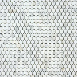 Calacatta Gold  Hexagon  12x12 Polished/Honed Marble Mosaic Tile Sample