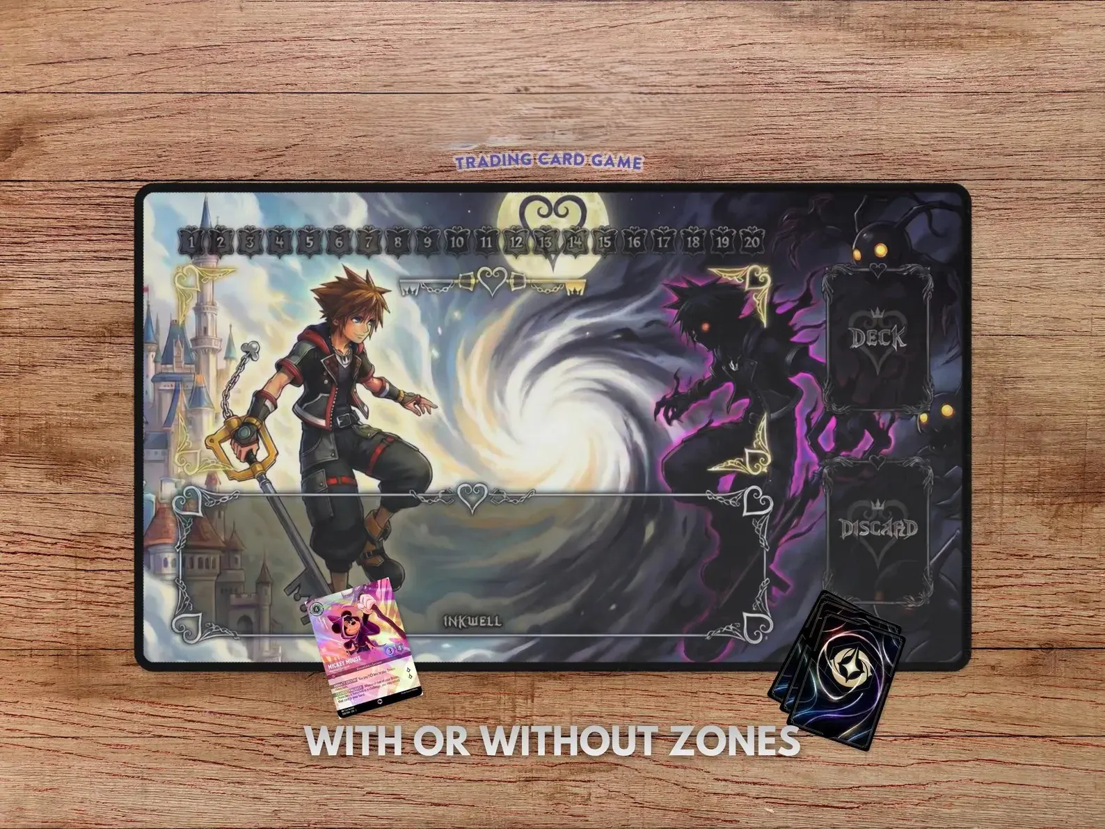Good and Evil Playmat, K-Kingdom & H-Hearts Playmat, Lorcanaa Mat With Zones, Desk Mat