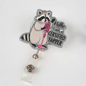 Certified Yapper Badge Reel, Funny Raccoon ID Holder, Talkative Office Badge Clip, Cute Work Humor Gift
