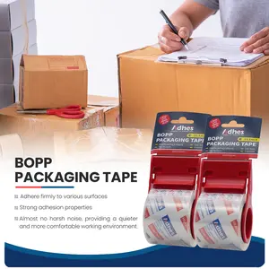 ADHES No Noise Clear Packing Tape with Dispenser, 1.88 Inch x 22 Yards Heavy Duty Shipping Tape Strong & Durable Packaging Tape