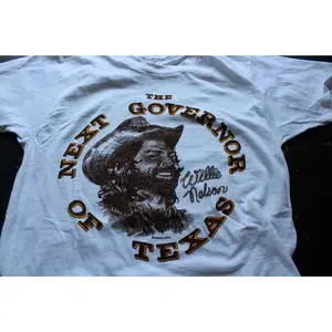Rare Willie_Nelson shirt Next Governor of Texas 70s White T shirt