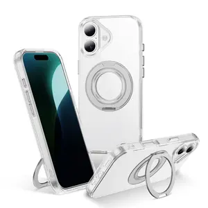Magnetic Clear Case w/ 360° Ring Stand, MagSafe Compatible, Shockproof TPU – iPhone 15/16/17 Series
