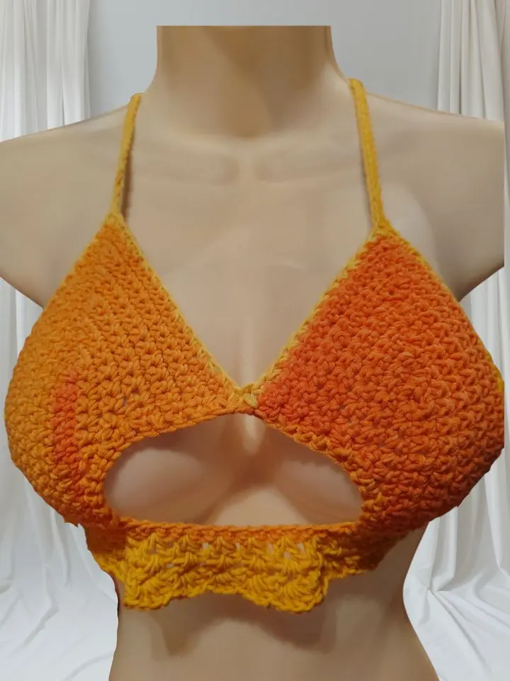 Crocheted 100% Cotton Peekaboo Top - Casual Lightweight Breathable Adjustable Straps Custom Fit Women's Top