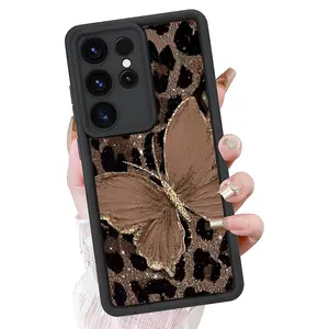 Leopard Print and Butterfly Phone Case, Enhanced Camera Protection,Shockproof Skin-Friendly Touch Soft Cover for Samsung Galaxy S21 S22 S23 S24 S25 S26 Ultra Plus FE A13 A14 A15 A16 A17 A33 A34 A35 A36 A52 A53 A54 Note20