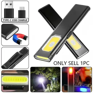 Mini Handheld Flashlight, New Portable COB LED Torch with Magnetic Base, USB Rechargeable Outdoor Work Light, Clip-On Design