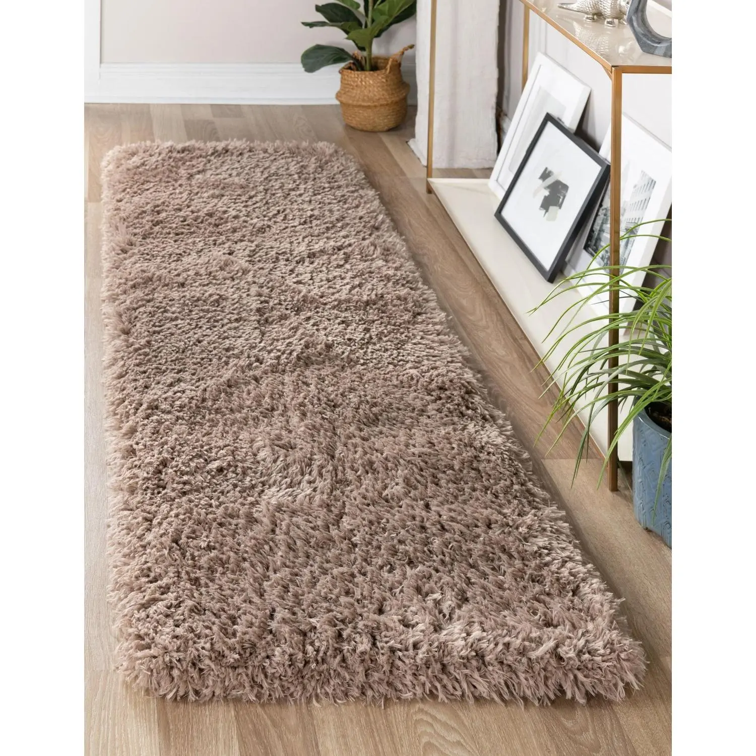 Khaki Infinity Shag Rug