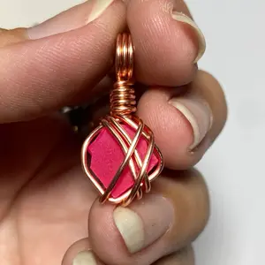 Mini Crystal Pendants, Copper and Crystal of Your Choice, cord necklace included