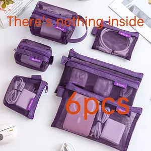 6pcs Minimalist Transparent Mesh Coin Pouch, Portable Mini Zipper Wallet, Card Key Money Holder, Travel Essential Accessories
