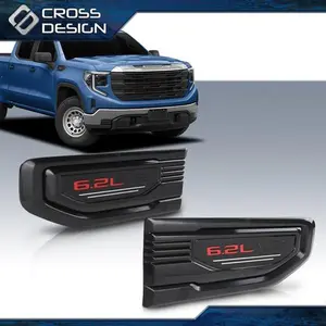 CROSSDESIGN Fit For 2019-2024 GMC Sierra 1500 6.2L Fender Vent Emblem Kit 86532094 Black