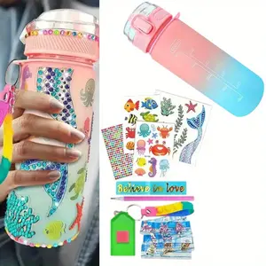 Water Bottle Kits, Mermaid Painting Crafts, Fun Arts and Crafts Gifts Toys for Girls Birthday Christmas Car Party Decors