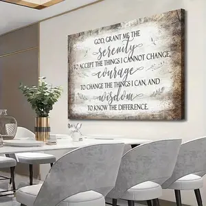1 Piece 2D Flat Framed Canvas [Rustic Style Wall Art] Rural Serenity Prayer Framed Canvas - Canvas Wall Art for Bedroom, Office, Living Room, Cafe, Bar Decoration, Perfect for Room Decoration