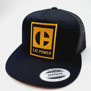 Cat Power Caterpillar Embroidered Flat bill Trucker Mesh Snapback Cap Unisex Casual Street Style, Gift Idea For Her Him, Unisex Everyday Wear