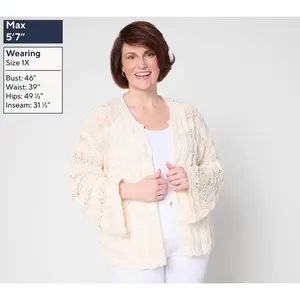 Me by Jennie Garth Carol Crochet Topper Lightweight Sweater Me by Jennie Garth Carol Crochet Topper Lightweight Sweater