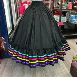 Doble skirt Folklore Mexican Solid  skirt