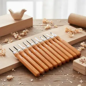 Professional 12-Piece High Carbon Steel Wood Carving Tools Set with Non-Slip Handles & Canvas Roll - Ideal for Beginners DIY Wood Sculpture, Detailed Engraving & Woodworking Projects. Portable Precision Carving Kit.