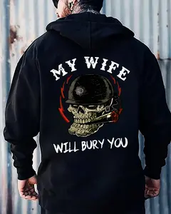 My Wife Will Bury You Skull Hoodie & T Shirt for Men – Funny Husband Gift, Gen X Grumpy Old Man Pullover