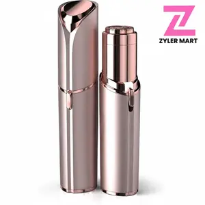 Mini Facial Hair Remover for Women - Painless Face Shaver with LED Light - Electric Hair Removal Device for Face Lips Peach Fuzz - USB Rechargeable Cordless Trimmer - Rose Gold