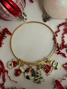 Christmas Charm Bangle Bracelet