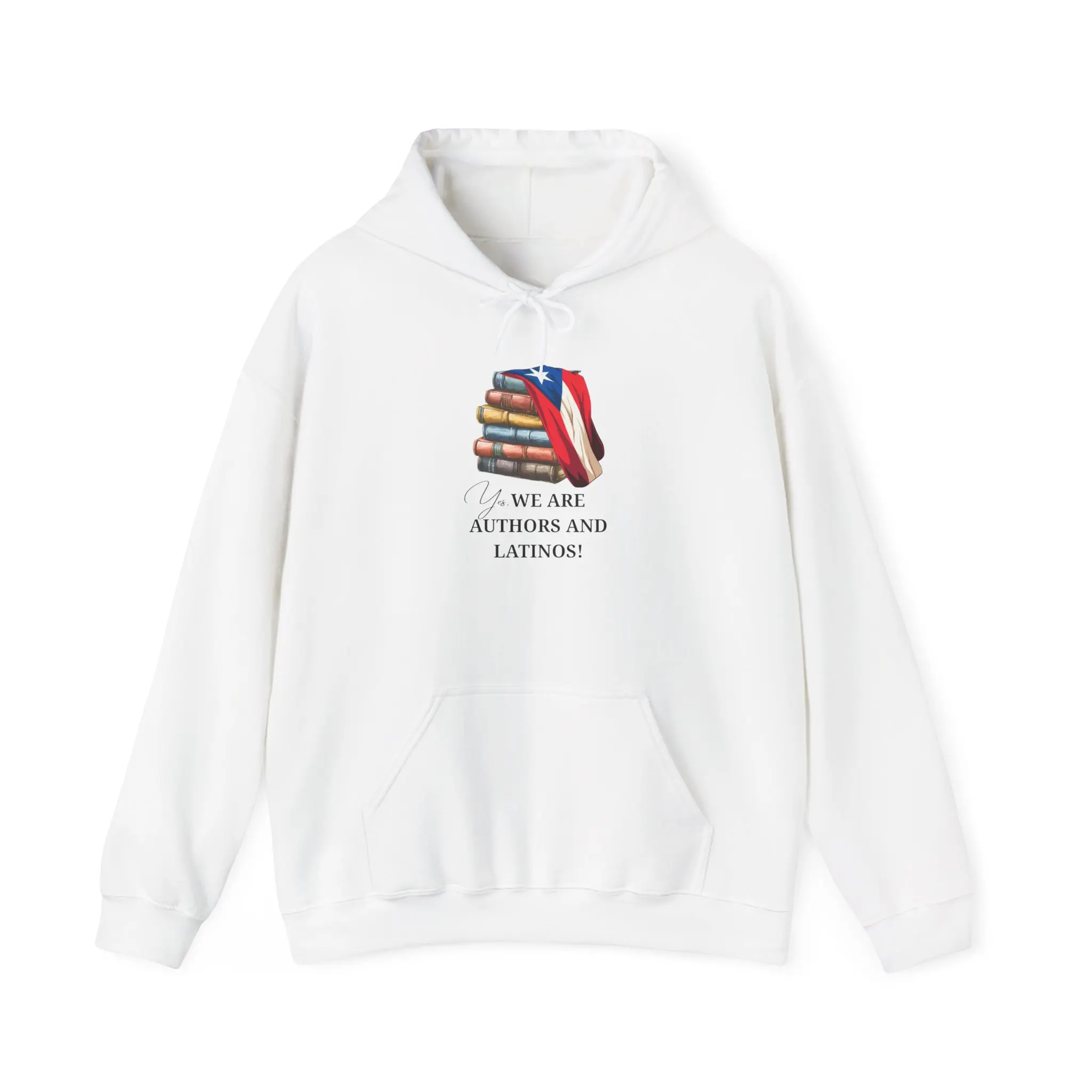 Latinx Author Hoodie — "We Are Authors and Latinos" Book Stack Sweatshirt