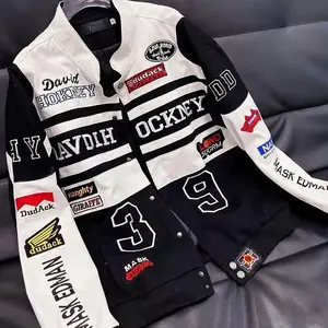 Motorcycle Racing Windproof Embroidered Jacket, Long Sleeve, Unisex, Fashionable, High-End Hip-Hop High Street Style, Handsome Outfit, Men’s Coat