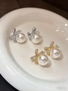Butterfly Knot Natural Australian Abalone Pearl 925 Sterling Silver Earrings, Elegant Princess Style Jewelry for Women