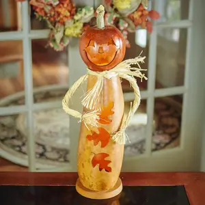 Hand-Crafted Gourd Luminary - Dexter Large Tall Lit Boy