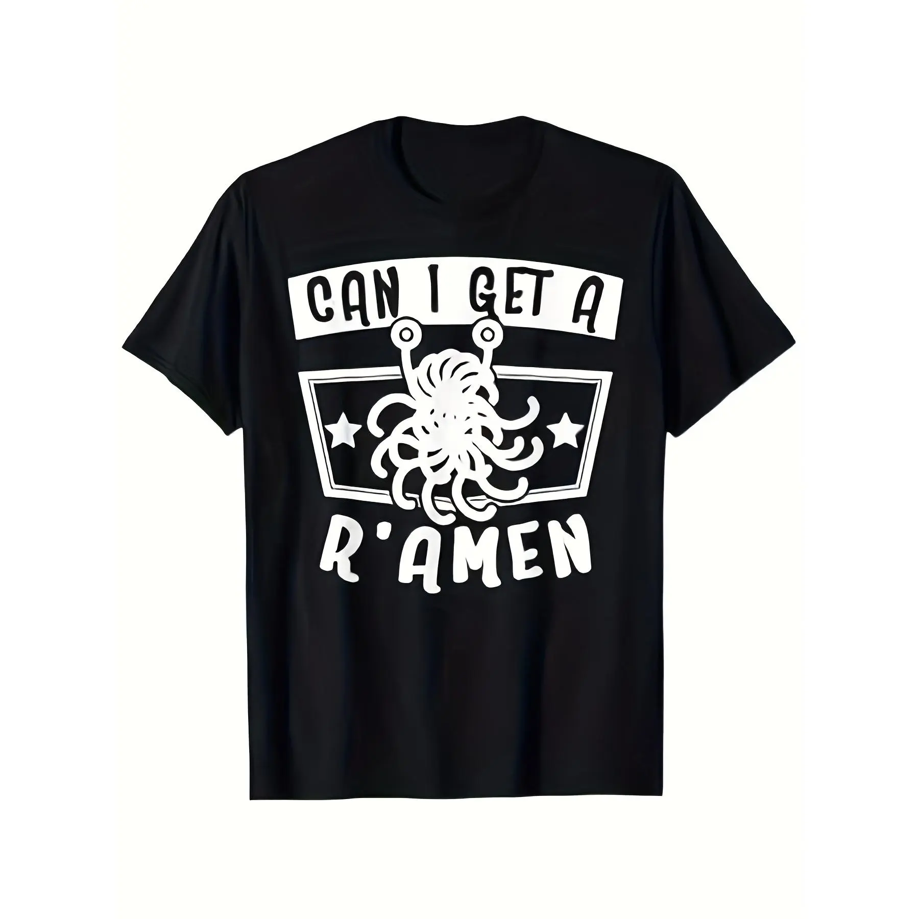 Atheist Graphic T-Shirt featuring Flying Spaghetti Monster, Casual Short Sleeve Round Neck Streetwear Top, Shortsleeve, Tshirt, Atheist Theme, Printed Graphic, Multi-Size, Menswear, Casual Wear, Graphic T Shirts