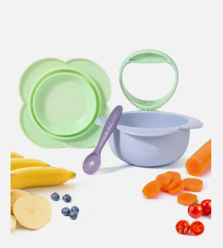 Baby Feeding Kit Set - Lightweight Plastic Food Maker with Grinder, Serving Bowl, Portable for Travel & Daily Use, qita11, Plastic Qita11