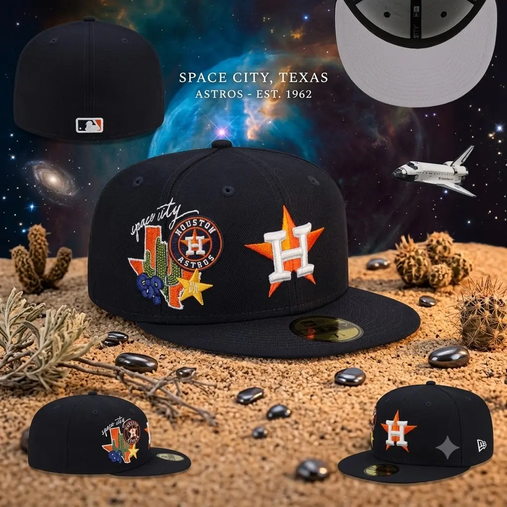 New Era Houston Astros 59FIFTY Navy Fitted Cap Texas Patch Baseball Hat Streetwear Houston Champions Edition Premium