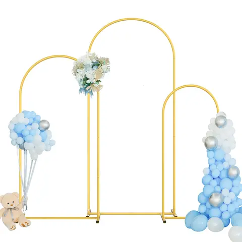 4ft & 6ft Metal Arch Backdrop Stand Set - 3-Piece with 3-Size Patchwork Frames, Support, Balloon-Friendly for Wedding, Baby Shower, Ceremony Decor (Home & Festive Party Supplies)