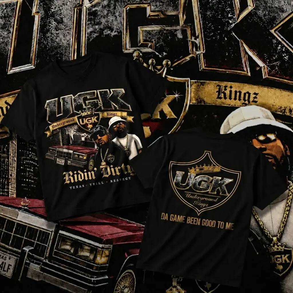 UGK Underground Kingz Ridin’ Dirty Two-Sided T-Shirt – Texas Trill Southern Hip Hop Vintage Graphic Tee, Houston Rap Style Shirt