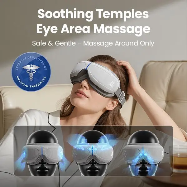 【Bob and Brad Smart Eye Massager】 - Heated Eye Massager with Compression and Music for Migraines,Reduce Dry Eye Improve Sleep, Olympic trials,Father‘s day gift ideals,Gifts for Women Men Warm Compress for Eyes Strain Relief,camping essentials