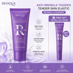 BIOAOUA 45% Retinol Face Wash with 5% Hyaluronic Acid - Anti-Aging & Deep Cleansing Facial Cleanser for Wrinkles & Tightening - Gentle Moisturizing Formula for Radiant, Youthful Skin - 3.5oz (100g)