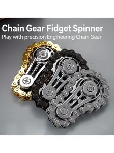 Bicycle Chain Keychain Gyroscope Spinner, Silent Cnc Processed Alloy Gear Desktop Toy, Adult Steam Punk Decor Stress Relief Tool