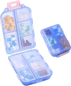 Travel Pill Organizer 10 Compartments Compact Portable Pill Box for On-The-Go Storage Blue Healthcare Pill Holder for Purse