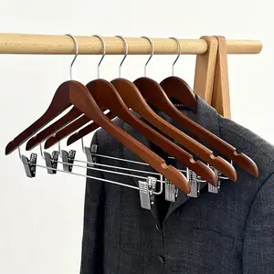 10/20 Pcs Vintage Color Clothes Hanger Pants Clip Set, Multi-Functional Wooden Hanger with Adjustable Clips, Multifunctional Clothes Hanger, 360 Degree Rotating Hook