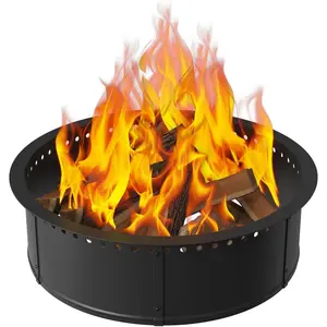 Smokeless Fire Pit Ring, 30inch Large Round Portable Metal Firepit Accessories for Outside Wood Burning Patio Camping Bonfire Campfire