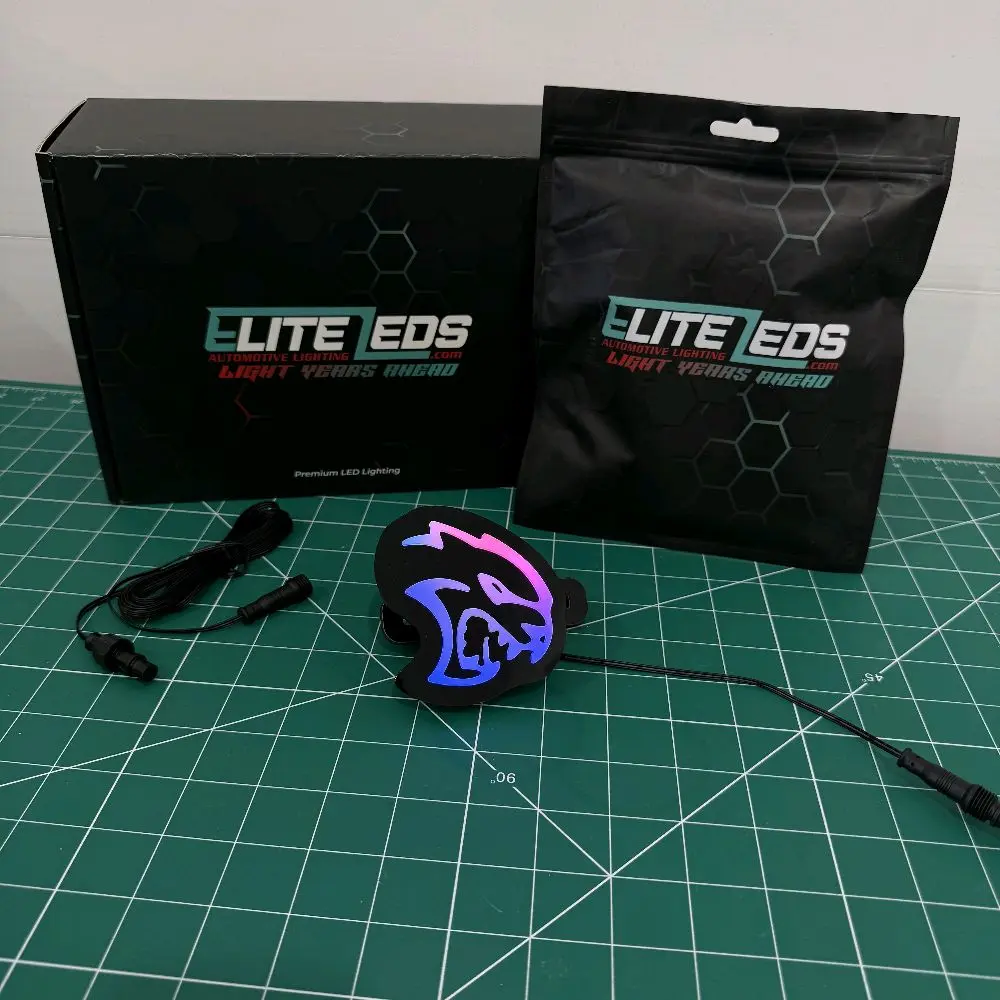 Hellcat Head LED Illuminated Badge - RGB Color Changing Emblem