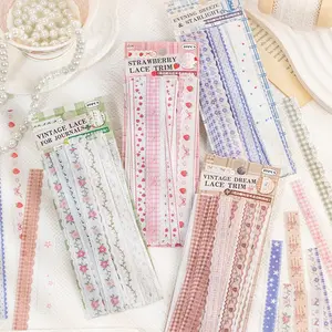 40 Sheets Lace Trim Postage Sticker Pack, Vintage Hand Account Decoration, Creative Collage Materials for Notebooks and Scrapbooks