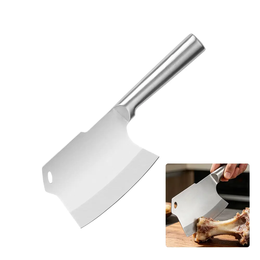 Heavy Duty Stainless Steel Bone Cleaver, 1-Piece Blade Meat Chopping Knife for Kitchen Supplies, Kitchenware