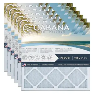 Cabana Air Filters 6 Pack HVAC Furnace Air Filters, MERV 8, 20 x 20 x 1, White