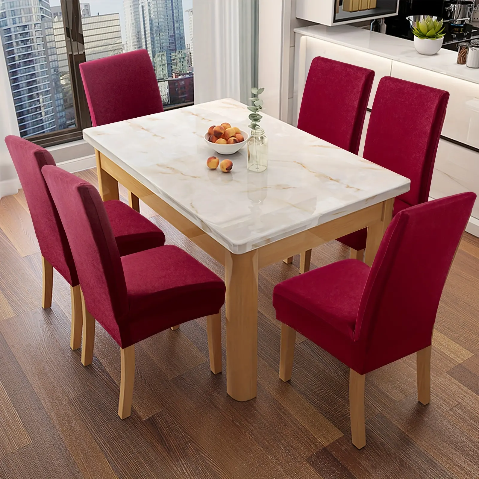 Milk Silk Solid Color Elastic Chair Covers (4/6 Pcs) - Durable Machine-Washable Classic Slipcovers, Multi-Size Universal Protectors for Kitchen/Dining, Home Events