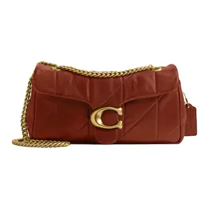 COACH Tabby 26 Quilted Leather Shoulder Bag with Classic Logo Hardware for Women in Pecan Brown