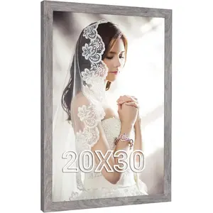 Rustic Grey 20x30 Picture Poster Photo Frame, Horizontal Vertical Hanging Large Wall Frame for Gallery Portraits, Perfect for Anniversary Birthday Wedding Christmas Gift