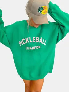 Pickleball Champion Sweatshirt - Unisex - Comfortable Fit - Irish Green - Oversized Long Sleeve Crew Neck - Casual Preppy Summer Pullover Womenswear - Sports Crewneck