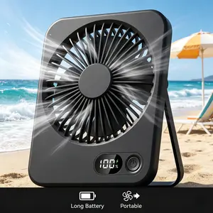 【DealsForYou】Portable USB Rechargeable Fan, 180° Tilt Folding Personal Fan with Digital Power Display, 5 Speeds Ultra Quiet Brushless Motor Fan, 1200mAh Battery Powered Type-C Rechargeable Fan, Cordless Handheld Pocket & Desk Fan for Home, Office, Travel