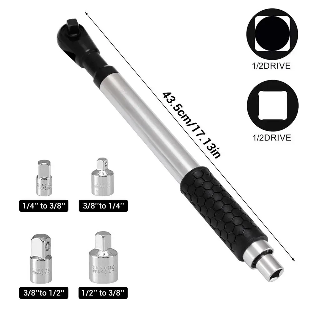 Portable 1/2-in Tungsten Steel Offset Impact Wrench Extension Kit - Mechanic's Tool with 1/2-in Drill Adapter, 4 Socket Adapters, 1-Key Switch, One Key Switch