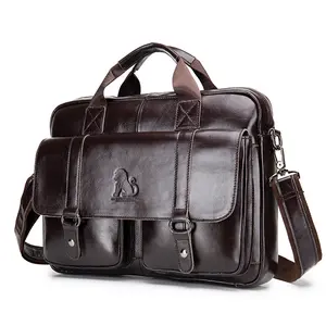 Men's Large Leather Handbag, Men's Briefcase, Business Bag, Laptop Bag, Men's Travel Bag, Handheld Shoulder Business Bag, Document Bag