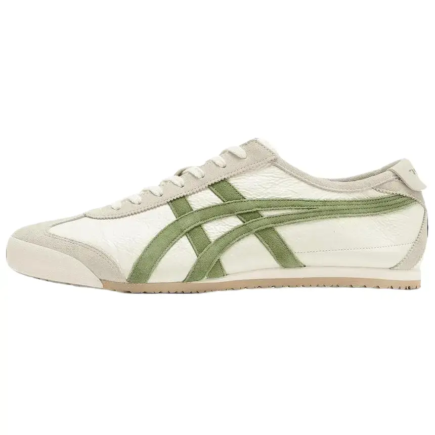 Men's Onitsuka Tiger Mexico 66 Vintage Athletic Sneakers - Birch Cactus Green Colorway, Cushioned Footbed, Everyday Versatility